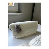 sumicorn Tavşan Peluş Yıkanabilir Fermuarlı Pötikare Astarlı Bez Kalemlik Kalem Kutusu Cüzdan Makyaj Çantası