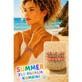 SUMMER 3LÜ DOĞAL TAŞ İNCİ KOMBİN BİLEKLİK SETİ