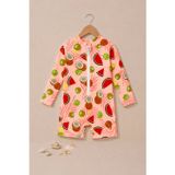 Summer Fruit Desenli Kız Bebek Uzun Kollu Fermuarlı Tulum Mayo