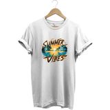Summer Vibes Baskılı Yazlık Tatil Deniz %100 Pamuk Regular Fit Bisiklet Yaka T-Shirt - 2XL - Beyaz