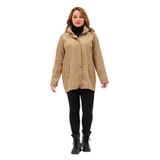 SUMRU MEVSİMLİK BÜYÜK BEDEN KADIN POLYESTER KADIN TRENÇKOT MONT Bej 42