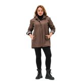 SUMRU MEVSİMLİK BÜYÜK BEDEN KADIN POLYESTER KADIN TRENÇKOT MONT Haki 50