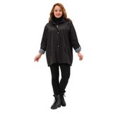 SUMRU MEVSİMLİK BÜYÜK BEDEN KADIN POLYESTER KADIN TRENÇKOT MONT SİYAH 46