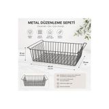 SUMUAS Metal Organizer Sepet – Çok Amaçlı Tel Sepet | Dolap İçi, Mutfak & Banyo Organizer (43x33x15 cm)