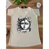 Sun And Moon Kadın Tişörtü Güneşin Gücü Ve Ayın Gizemiyle Buluşan Tasarım