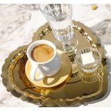 Sun Inox Store 6 Adet Kalp Model Gold Dekoratif Çay Kahve Sunum Tepsisi - 23 x 23 cm