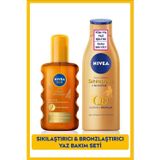 Sun Karoten Bronzlaştırıcı Güneş Spreyi 200ml Ve Q10 Sıkılaştırıcı Bronzluk Vücut Losyonu 200ml