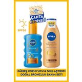 Sun Koruma Bronzluk Güneş Spreyi 200ml Ve Q10 Sıkılaştırıcı Bronzlaştırıcı Losyon 200ml,çanta Hediye