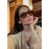 SUN PEARL Darwın Leopar Desen Cat Eye Güneş Gözlüğü Kahve Degrade Cam UV400 Kadın Gözlük
