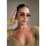 SUN PEARL Desert Unisex Oval Metal Çerçeve UV400 Korumalı Degrade Mavi Kahve Güneş Gözlüğü - Rose - Gold
