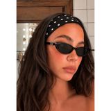 SUN PEARL Girona Kadın Güneş Gözlüğü Dar Oval Çerçeve UV400 Korumalı Siyah Retro Tasarım