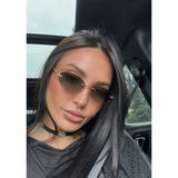 SUN PEARL Lucca Kadın Güneş Gözlüğü Oval Çerçevesiz Degrade Kahverengi Cam Gold Metal Detaylı UV400