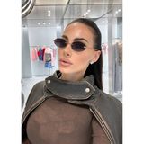 SUN PEARL Lucca Kadın Güneş Gözlüğü Oval Çerçevesiz Füme Siyah Cam Rose Gold Metal Detaylı UV400