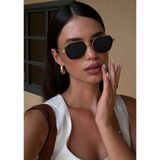 SUN PEARL Lugano Geometrik Güneş Gözlüğü Siyah Cam Gold Metal Çerçeve UV400 Korumalı Unisex Premium Tasarım