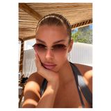 SUN PEARL Lyon Unisex Çerçevesiz Oval Güneş Gözlüğü Kahverengi Degrade Cam Gold Metal Çerçeve UV400