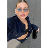 SUN PEARL Neon Y2K Stil Kadın Güneş Gözlüğü Açık Mavi Cam Cat Eye Tasarım - Şeffaf - Bej