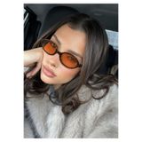 SUN PEARL Raze Oval Güneş Gözlüğü Leopar Desenli Kahverengi Çerçeve Turuncu Cam UV400