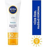 Sun Spf 50 Hassas Yatıştıran Nemlendirici Güneş Yüz Kremi 50 Ml, Çok Yüksek Güneş Koruyucu,Güneş Alerjisine Karşı Koruma,Yağsız Cilt H
