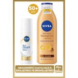 SUN SPF50 Güneş Koruyucu Nemlendirici Makyaj Bazı 30ml ve Sıkılaştırıcı Bronzluk Vücut Losyonu 250ml