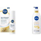 Sun SPF50 Güneş Koruyucu Nemlendirici Primer Makyaj Bazı 30ML ve Q10 Sıkılaştırıcı Vücut L - Genel