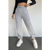 Sun Victoria Kadın Gri Kışlık Kalın Içi Polarlı Yüksek Bel Paçası Lastikli Basic Jogger Eşofman Altı