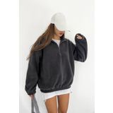 Sun Victoria Kadın Polar Kumaş Antrasit Oversize Sweatshirt
