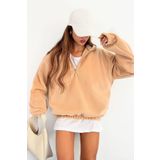 Sun Victoria Kadın Polar Kumaş Krem Oversize Sweatshirt