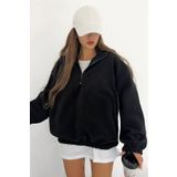 Sun Victoria Kadın Polar Kumaş Siyah Oversize Sweatshirt