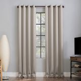 Sun Zero Nordic 2'li Paket Theater Grade Extreme %100 Karartma Halkalı Perde Panel Çifti, 132 cm x 213 cm, Taş