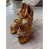 Suna Incili Taba8,5 Cmtopuklu Salsa, Bacata,dansve Abiye Ayakkabısı - 00Taba