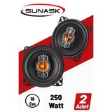 SUNASK Ben Audıo 250 Watt 10 Cm Araba Oto Hoparlör Tweeter'lı 2 Adet