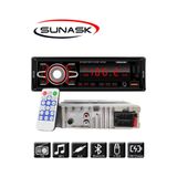 SUNASK Sn-606 Çift Usb'li Bluetooth Oto Teyp Araba Teyibi Kumandalı Oto Teyip Mp3 Çalar Amfi Çıkışlı