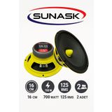 SUNASK Sn-65 700 Watt 125 Rms 16 Cm Midrange Hoparlör 2 Adet Amfi Uyumludur Yerli Üretim