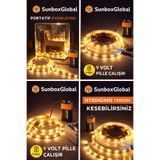 Sunbox Pilli yapışkanlı 2 Metre günışığı Pilli Şerit Led (PİL DAHİL)