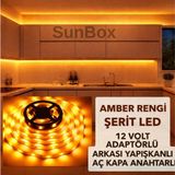 SUNBOX Şerit Led Mutfak Dolabı Tezgah Üstü TV arkası Tam Set Adaptörlü Butonlu 5 Metre Amber - Amber - Turuncu