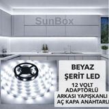 SUNBOX Şerit Led Mutfak Dolabı Tezgah Üstü TV arkası Tam Set Adaptörlü Butonlu 5 Metre Beyaz ışık - 6500K - Beyaz Işık
