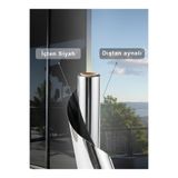 SUNDARK 75 cm X 5 Metre | ISI YALITIMLI | 2 PLY | (Içten Siyah / Dıştan Aynalı) | Blacksilver Cam Filmi | Ofis, Cam Balkon, Duşakabin