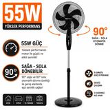 Sunday Merkür 55 Watt Ayaklı Vantilatör 16'' Siyah Renk