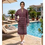 Sundoku Home Kapşonlu Peştemal Bornozu %100 Pamuk Unisex Bedenli Bornoz - Bordo