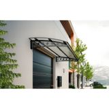 Sundurma Gross Metal Taşıyıcılı Kapı Üstü Pratik Sundurma Lotus Modeli Antrasit - Şeffaf Levha 110 x 100 cm