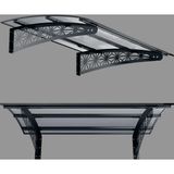 Sundurma Gross Metal Taşıyıcılı Kapı Üstü Pratik Sundurma Lotus Modeli Antrasit - Şeffaf Levha 130 x 100 cm
