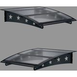 Sundurma Gross Metal Taşıyıcılı Kapı Üstü Pratik Sundurma Yıldız Modeli Antrasit - Siyah Levha 130 x 100 cm