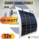 Suneco 130 Watt Yarı Esnek Güneş Paneli Half Cut Monokristal Solar Güneş Paneli Karavan Tekne - Şeffaf