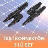 Suneco Üç Set Mc4 Branch Dişi Erkek Paralel Bağlantı Konnektör Seti - Siyah