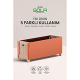 SUNFLEX Sola 50 cm Balkon İçin Dekoratif Saksılık Metal ve Ahşap