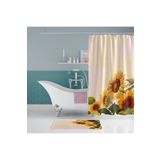 Sunflower Banyo Perdesi-180x200 Cm Duş Perdesi-Ayçiçek Desen Banyo Duş Perdesi-Sarı Banyo Perdesi