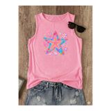 SUNFREE DENİZ YILDIZI SUMMER Baskılı Yazlık Kolsuz Bisiklet Yaka Kadın Tshirt