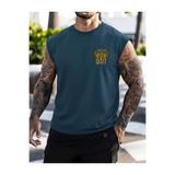 SUNFREE FITNESS Baskılı Spor Giyim Sıfır Kol Oversize Erkek Tshirt