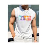 SUNFREE SUMMER BEACH Baskılı Erkek Sıfır Kol Giyim Spor Giyim Oversize T-SHIRT