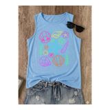 SUNFREE SUMMER NEON DENİZ KABUĞU Baskılı Yazlık Kolsuz Bisiklet Yaka Kadın Tshirt